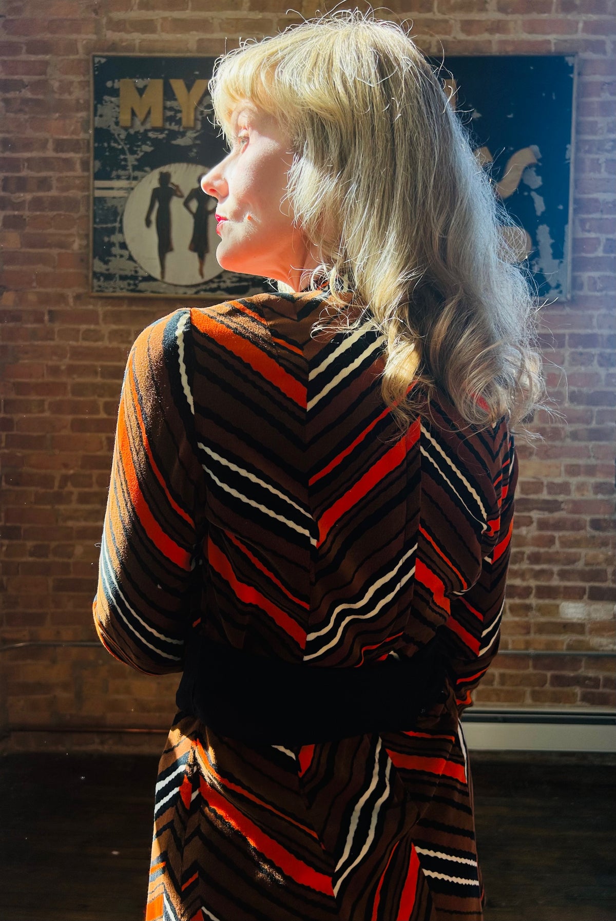 Vintage rare clothing 1970s Striped Tunic and Pant Velvet Set - Small
