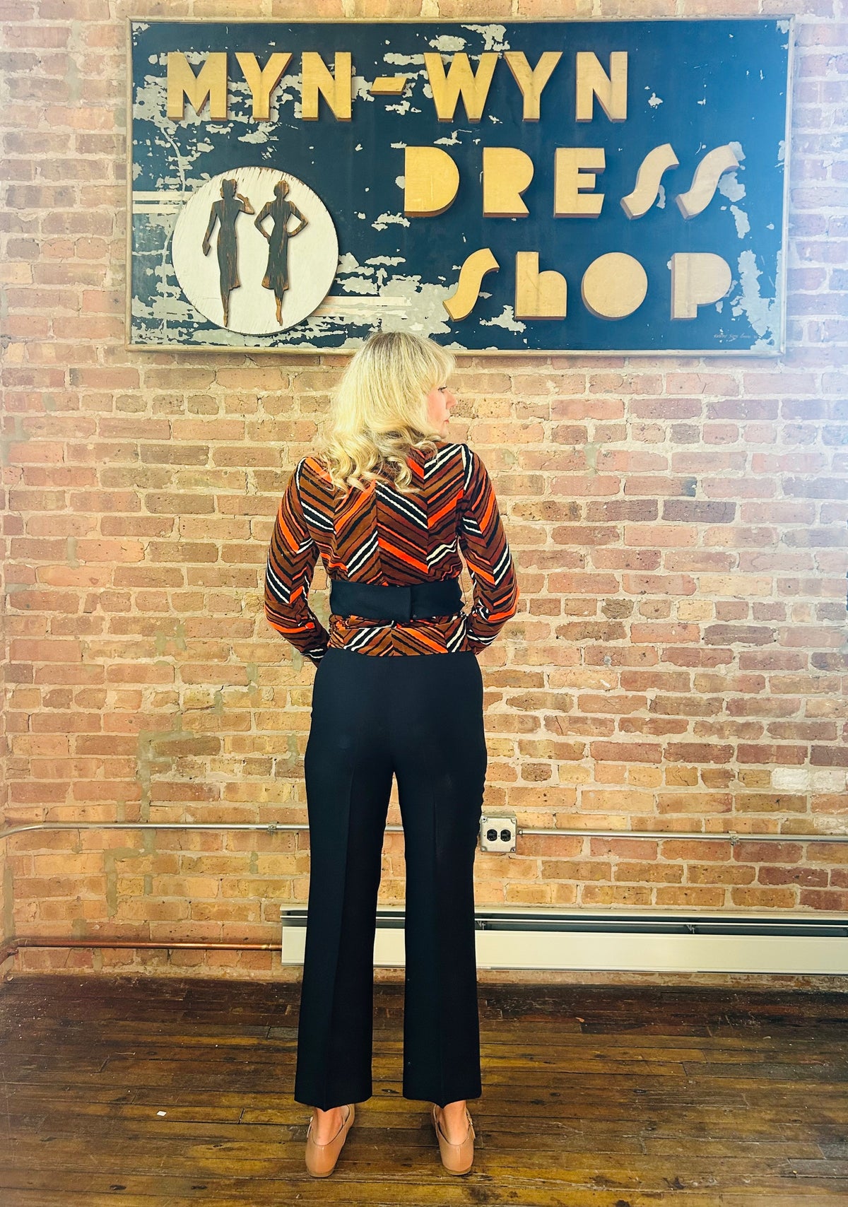 Vintage rare clothing 1970s Striped Tunic and Pant Velvet Set - Small