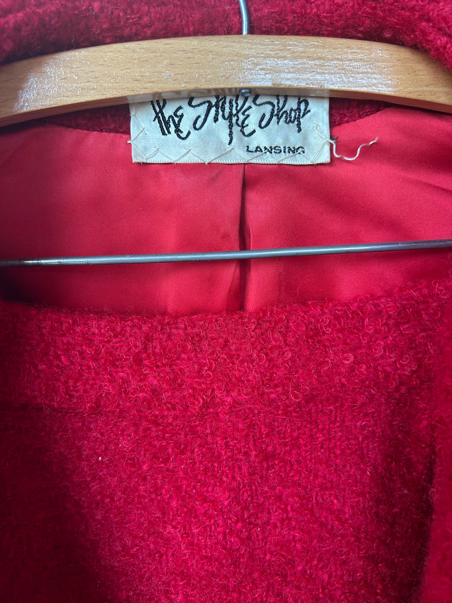 1950s Red Boucle & Mink Suit - Small