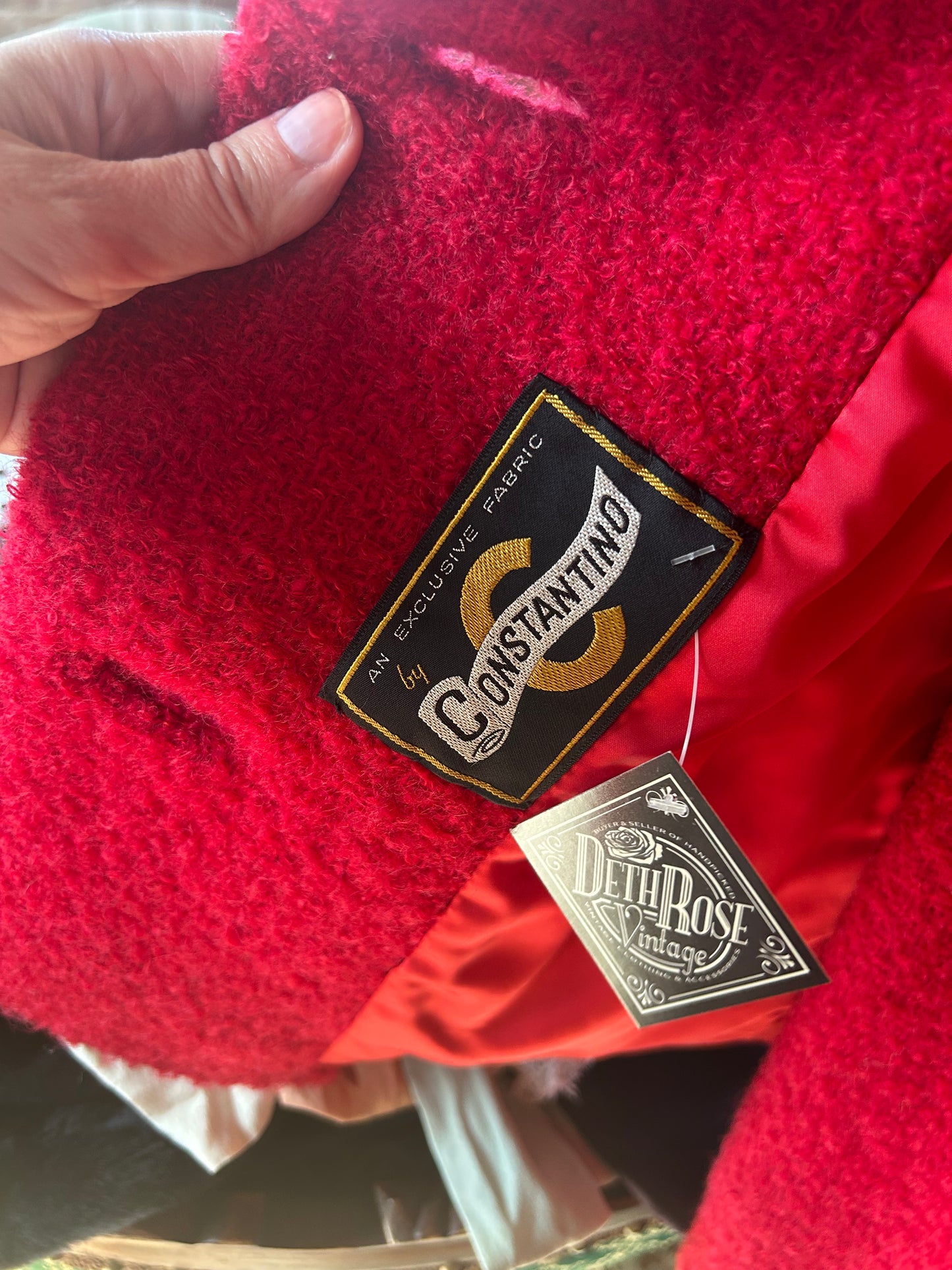 1950s Red Boucle & Mink Suit - Small