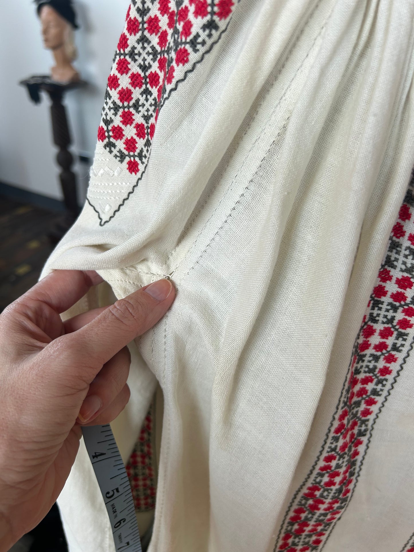 1920s Ukrainian Embroidered Folk Blouse - Medium