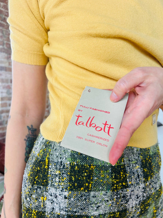 1960s NOS Talbot Mazet Yellow Sweater - Small to Medium