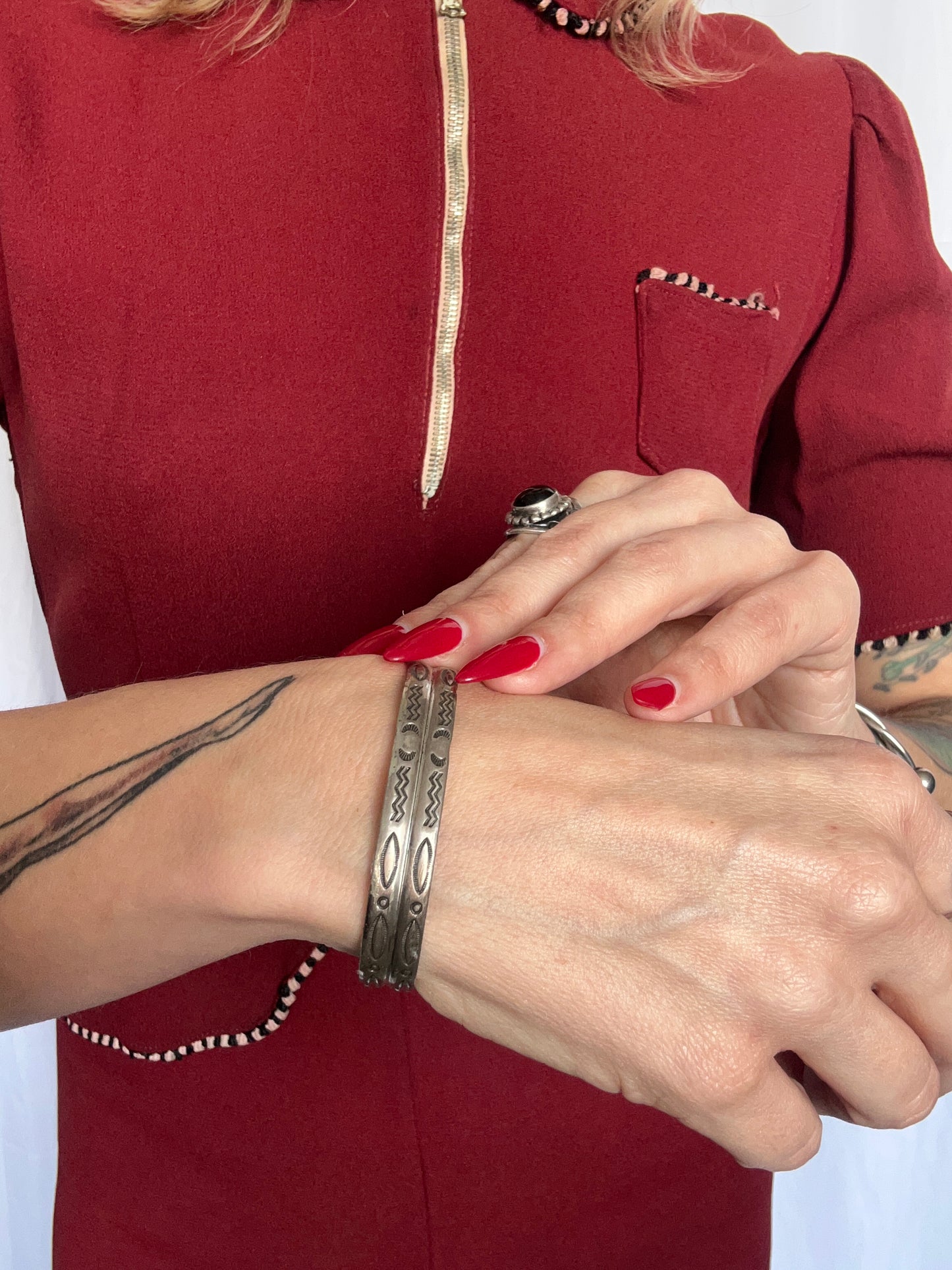 Vintage Sterling Silver Stamped Cuff