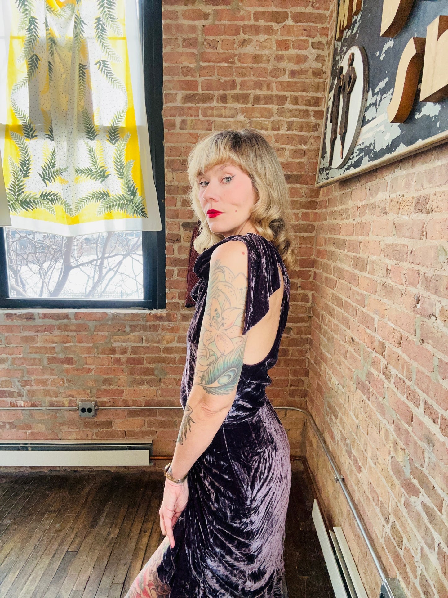 1990s Purple Label Ralph Lauren Velvet Dress - Small