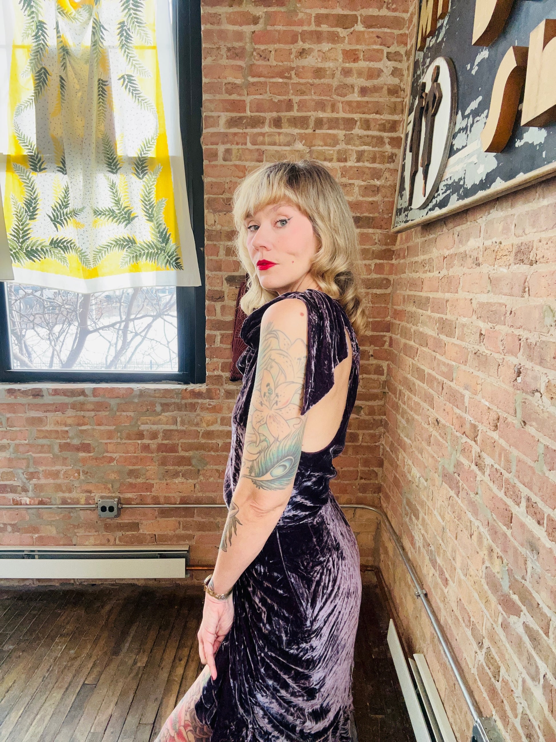 1990s Purple Label Ralph Lauren Velvet Dress - Small