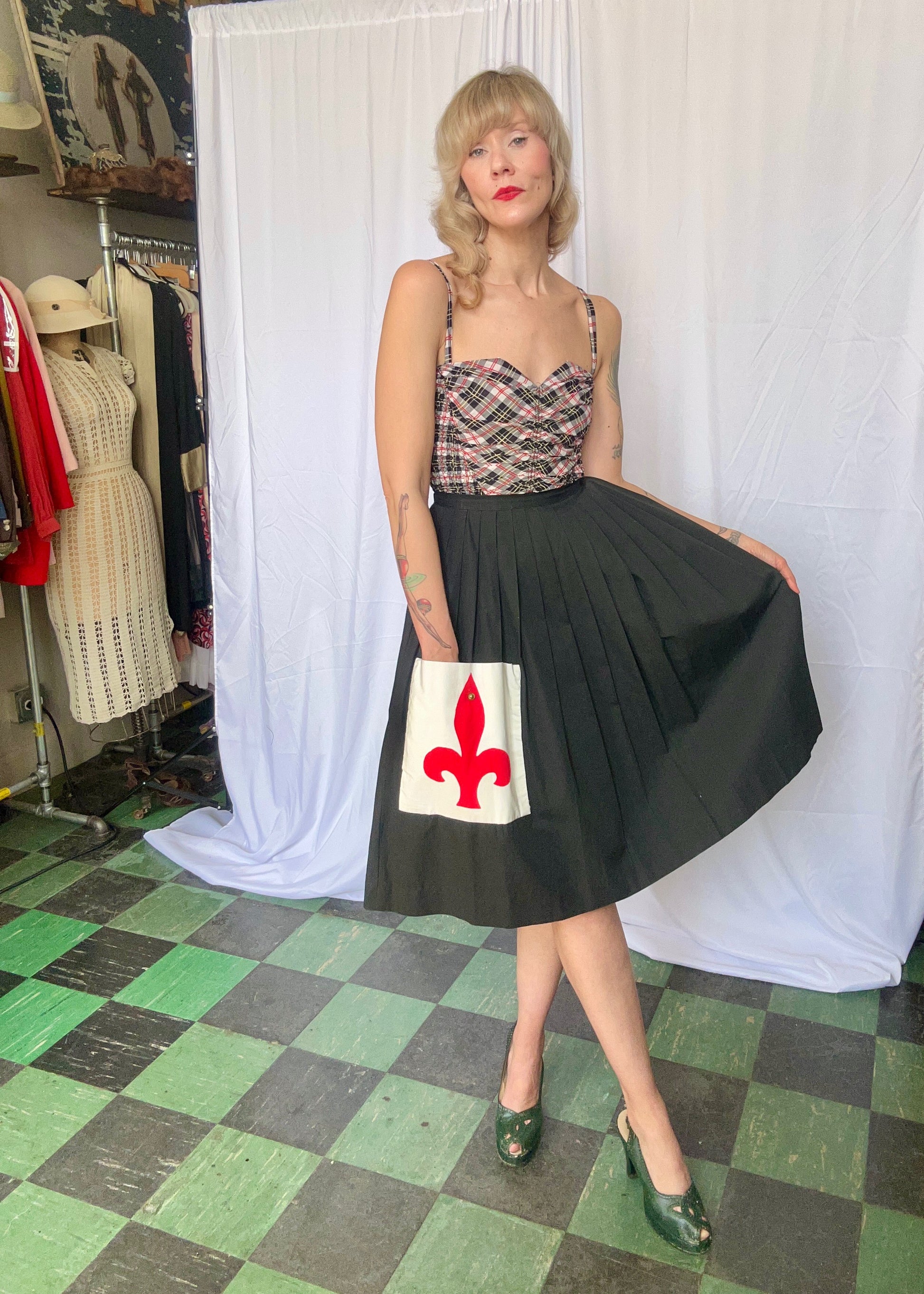 1950s College Town Large Pocket Skirt - Small