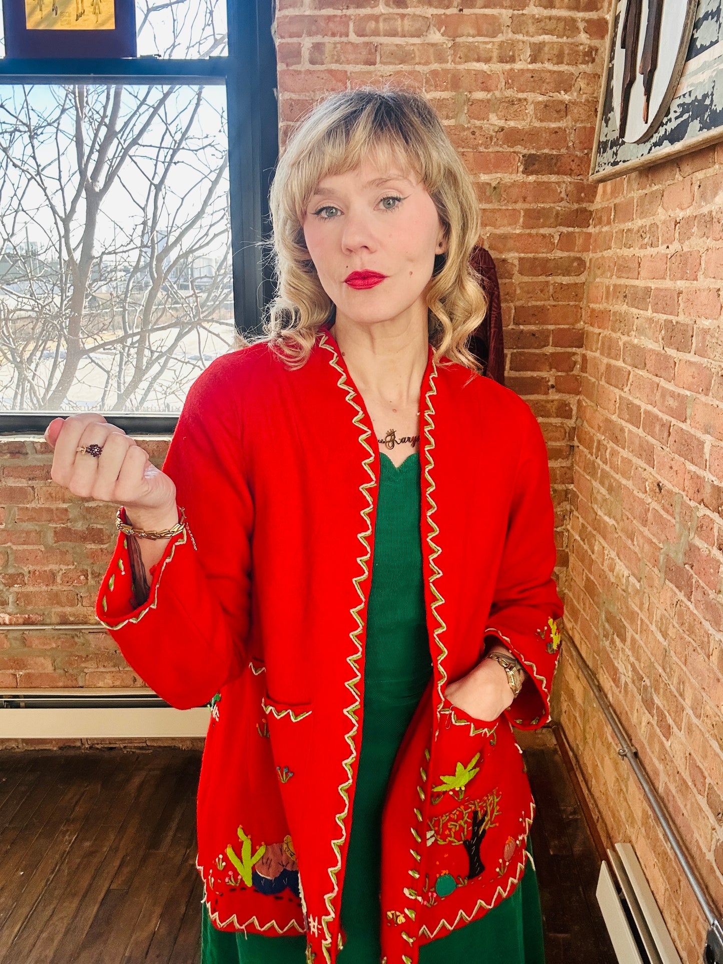 1940s Mexican Tourist Wool Jacket with Appliqués - Med