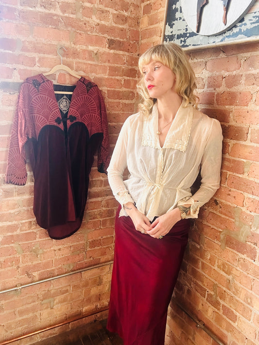 1900s Edwardian Cotton Blouse - Medium