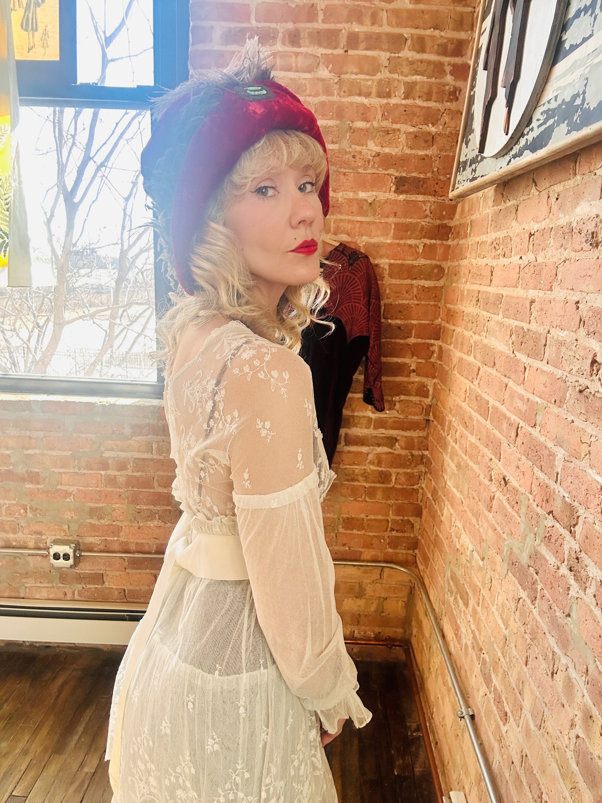 1900s Velvet Feather Edwardian Hat