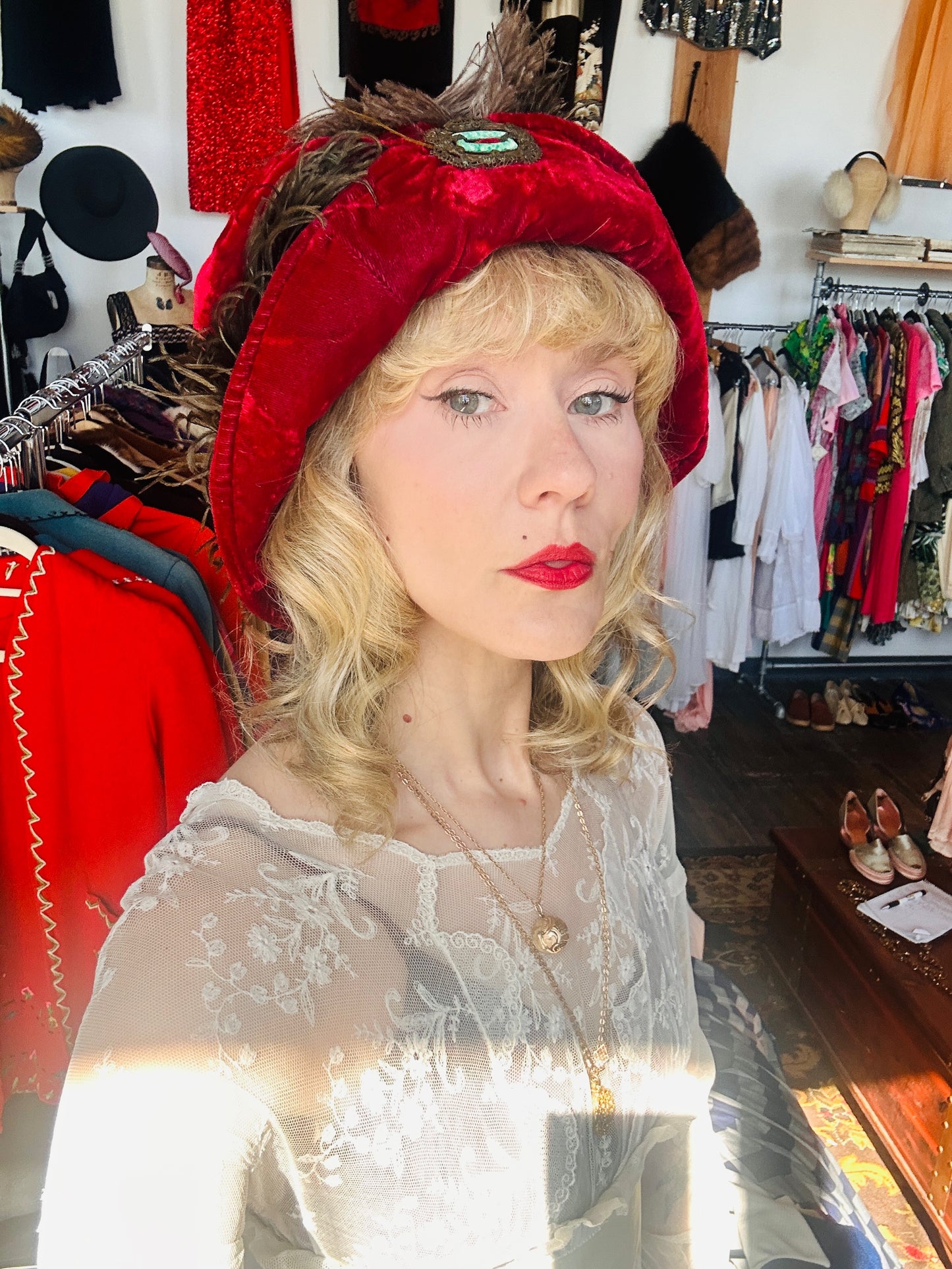 1900s Velvet Feather Edwardian Hat