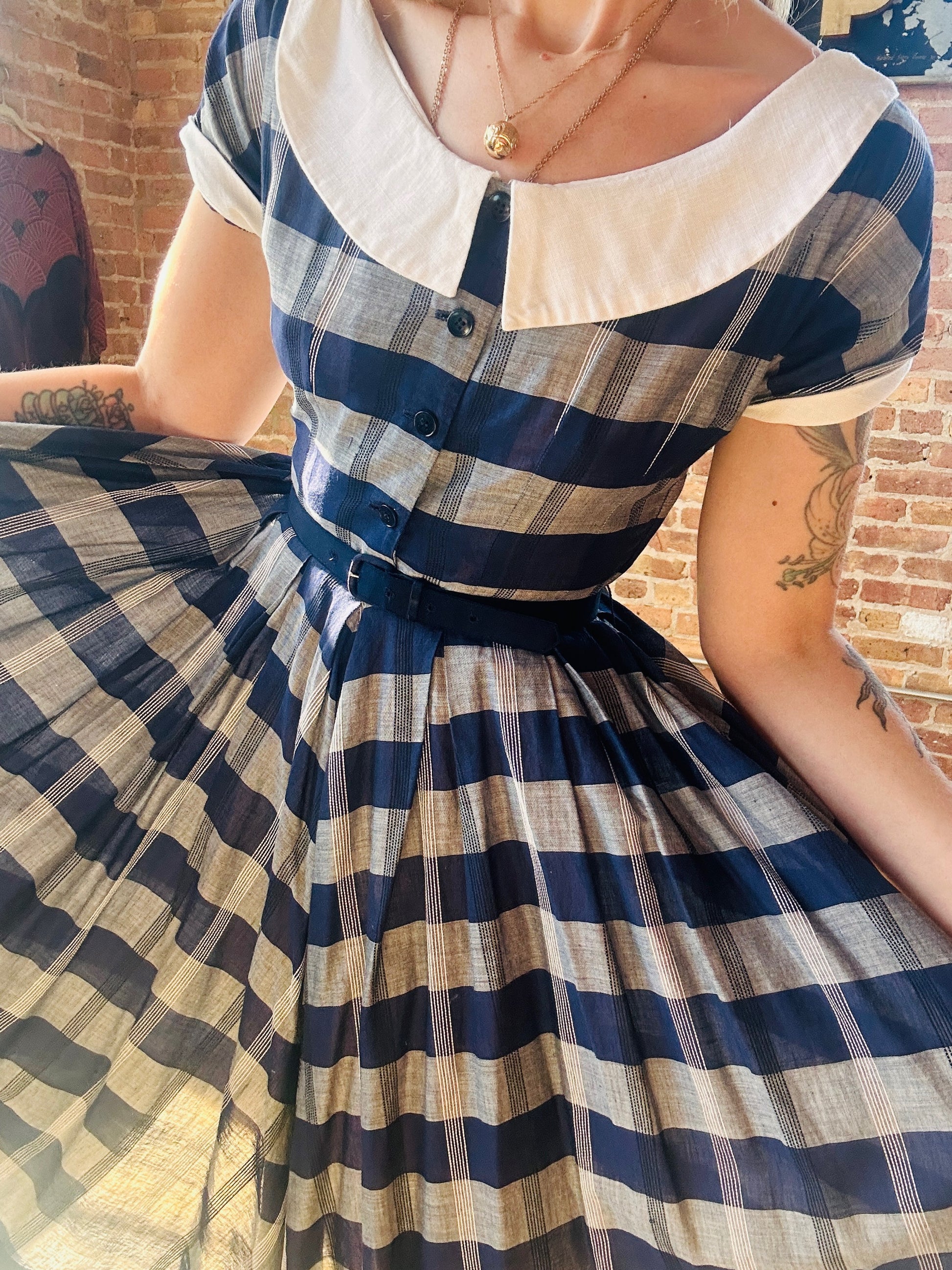 1950s Plaid Jonathan Logan Dress - Small