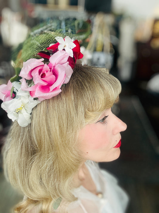 1950s Floral Crown Fascinator