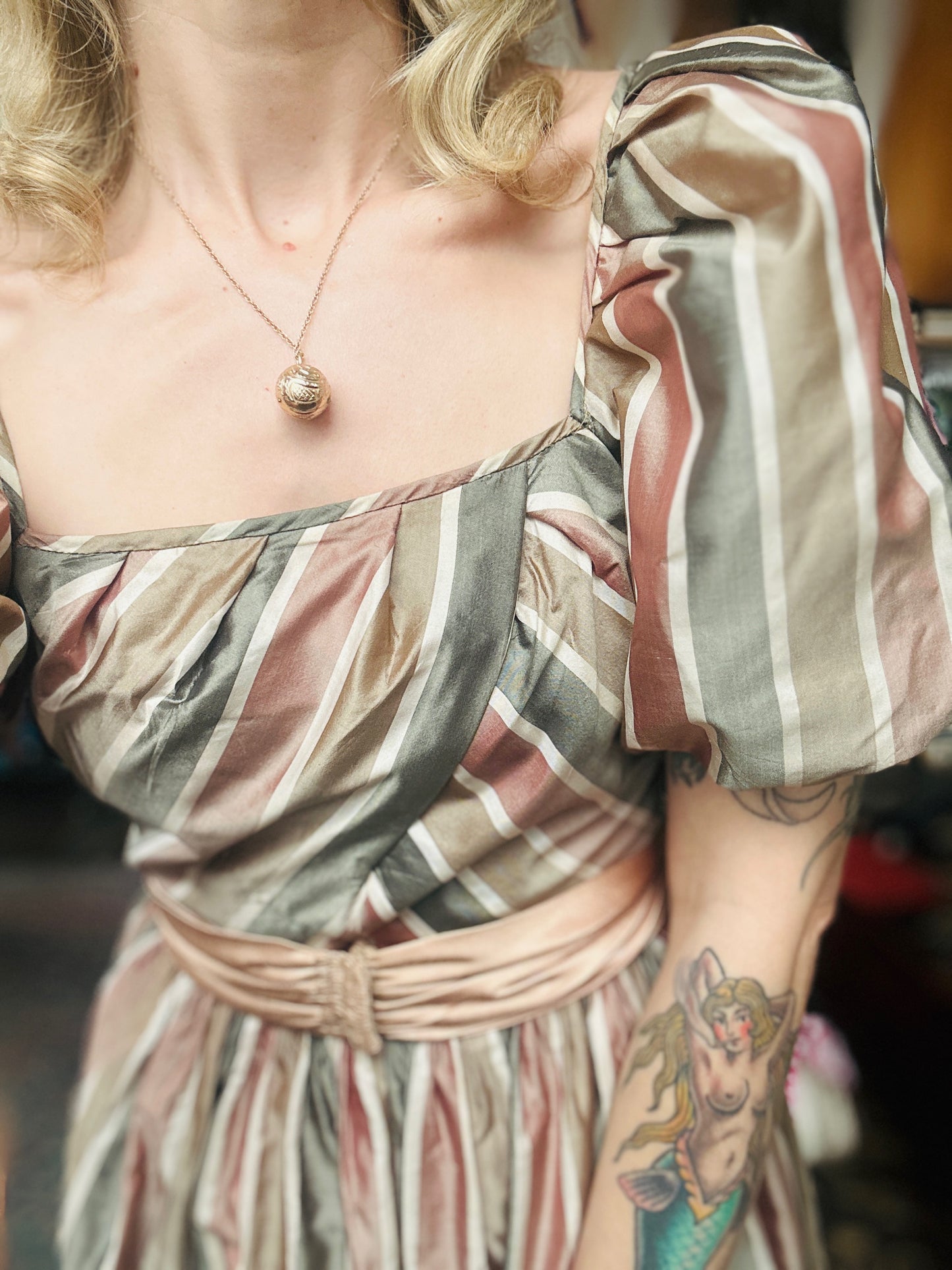 1980s Silk Striped St. Gillian Dress - Small