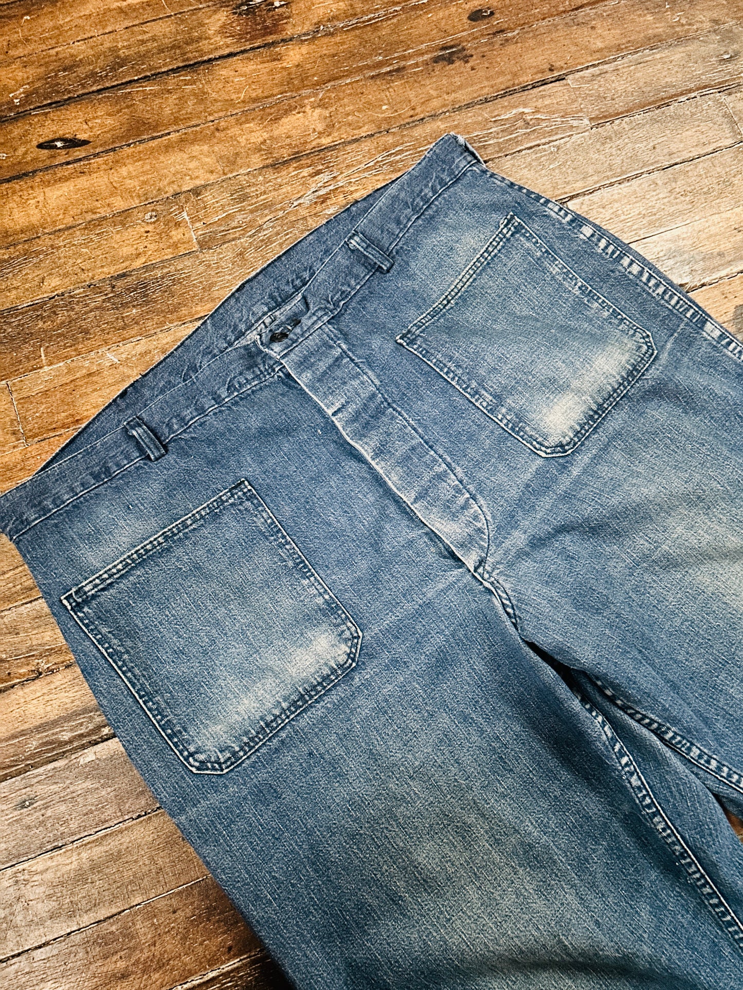Late 1940s Naval Denim 4 pocket Button Fly Jeans - 40"x32"