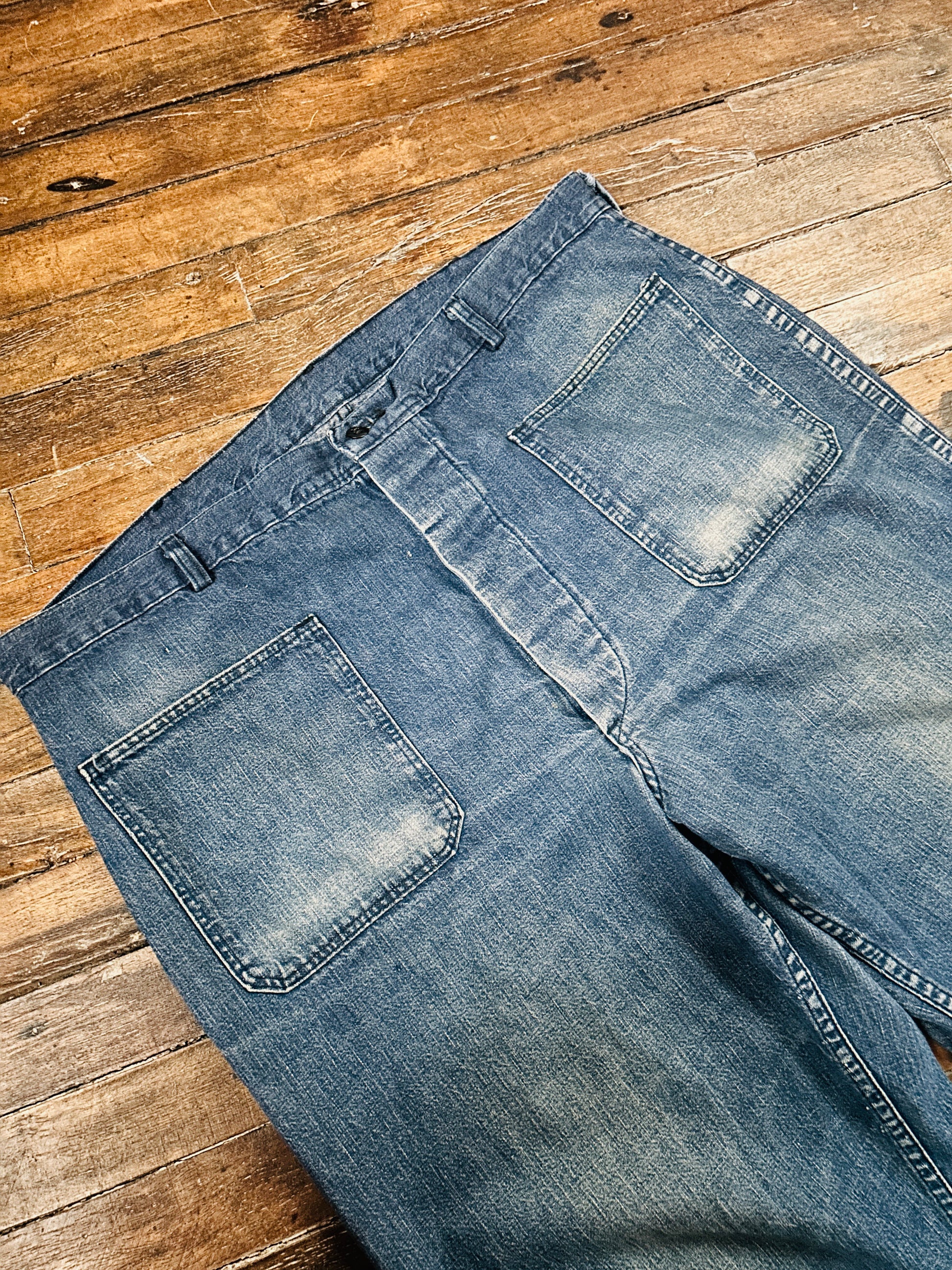 Late 1940s Naval Denim 4 pocket Button Fly Jeans - 40"x32"