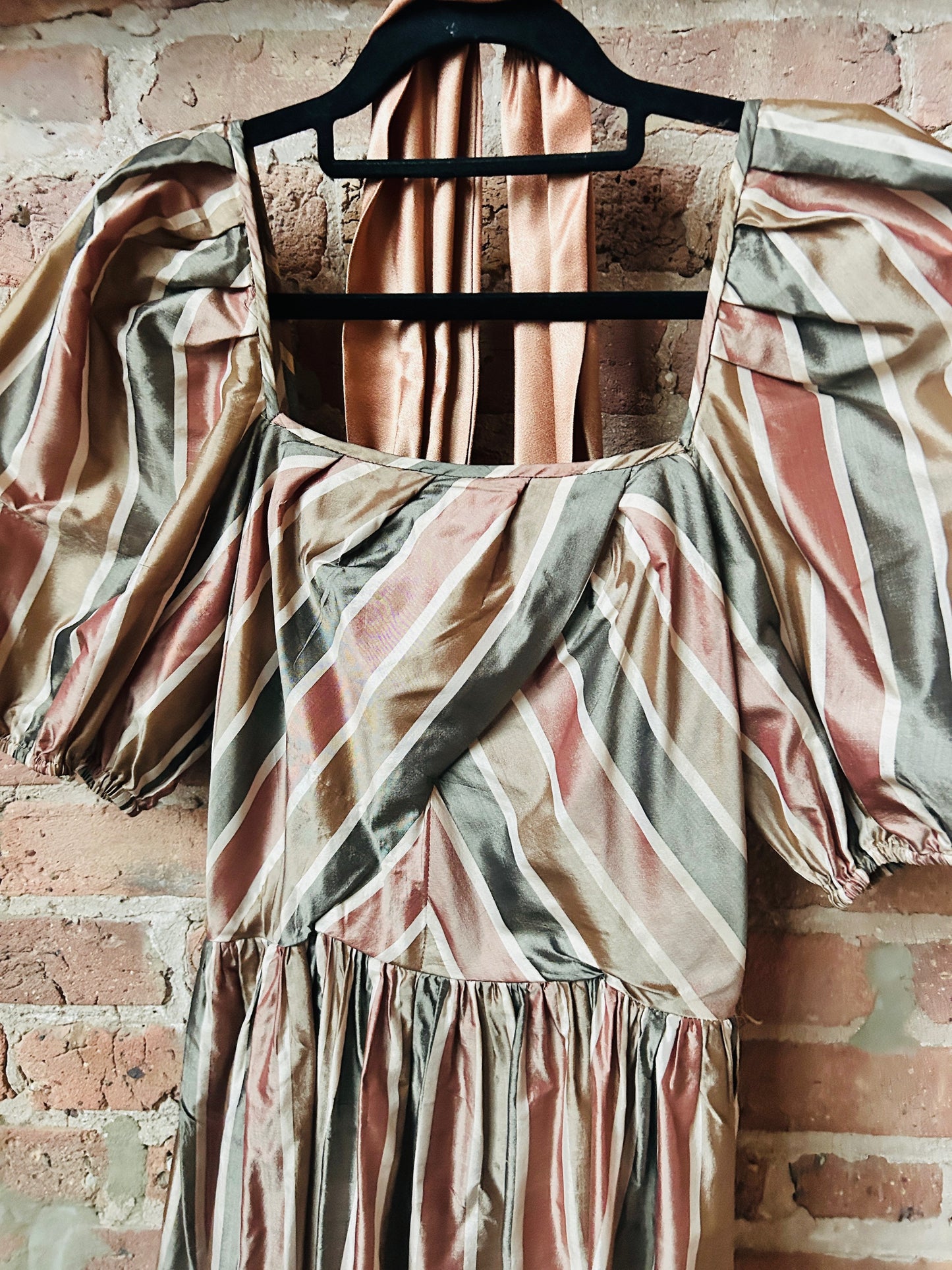 1980s Silk Striped St. Gillian Dress - Small