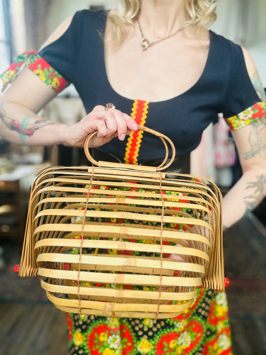 1940s Japanese Folding Bamboo Purse