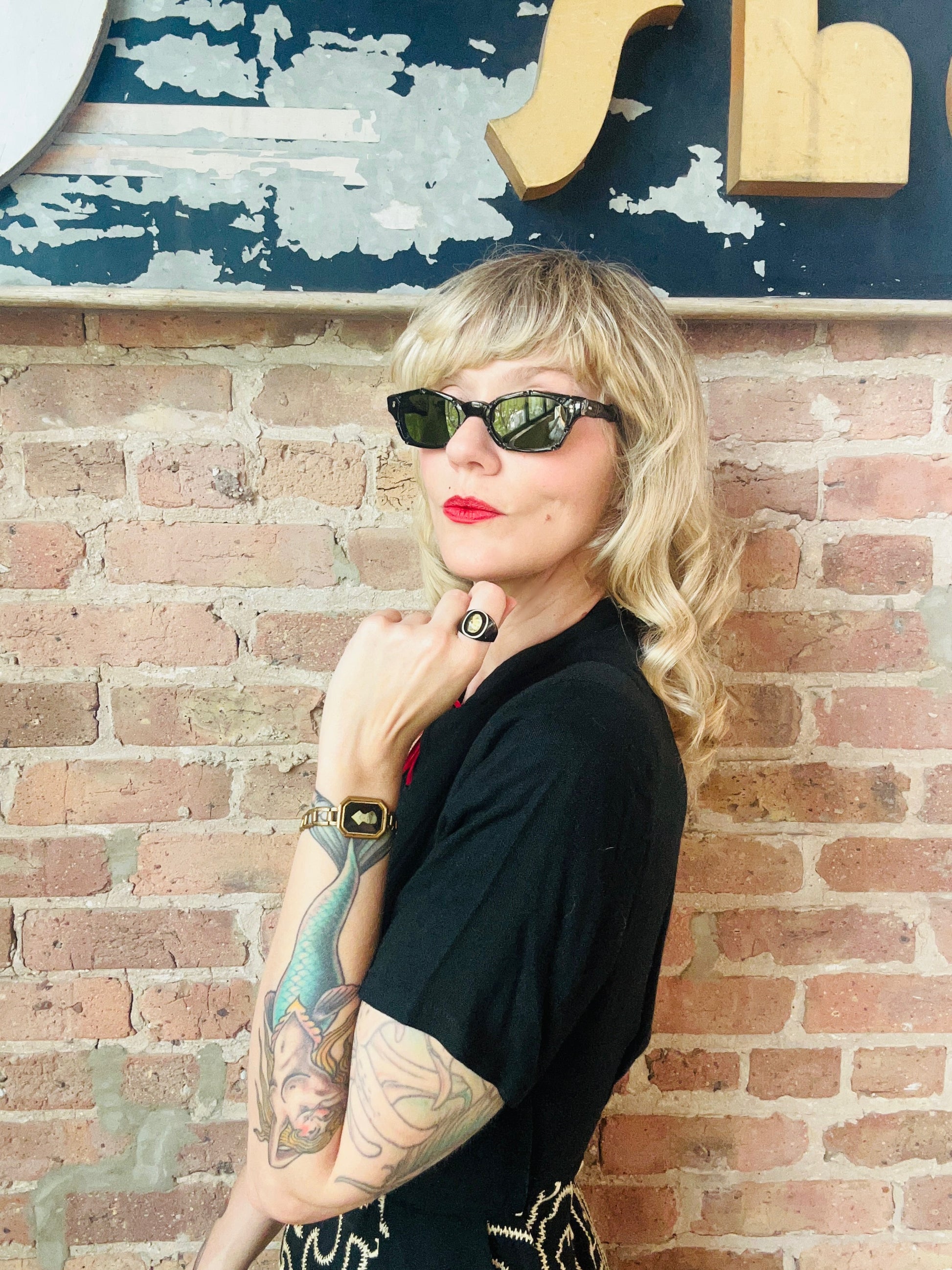 1970s Deadstock Japanese Black Sunglasses