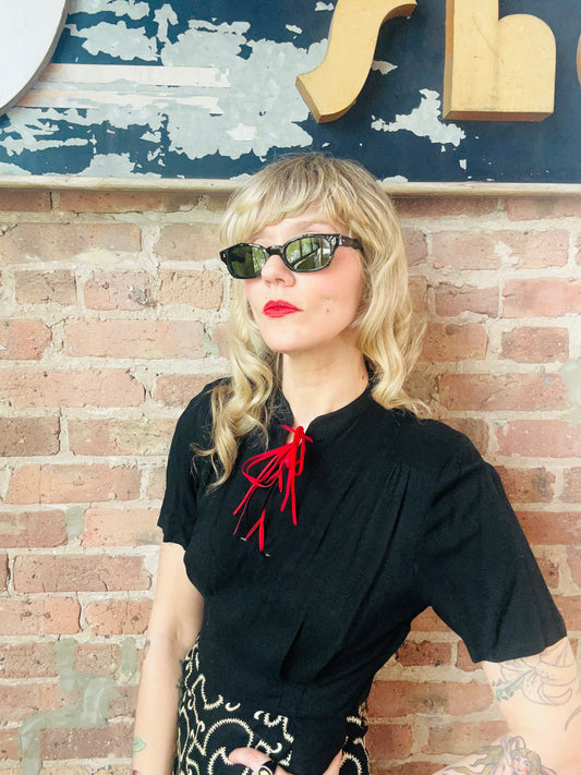 1970s Deadstock Japanese Black Sunglasses