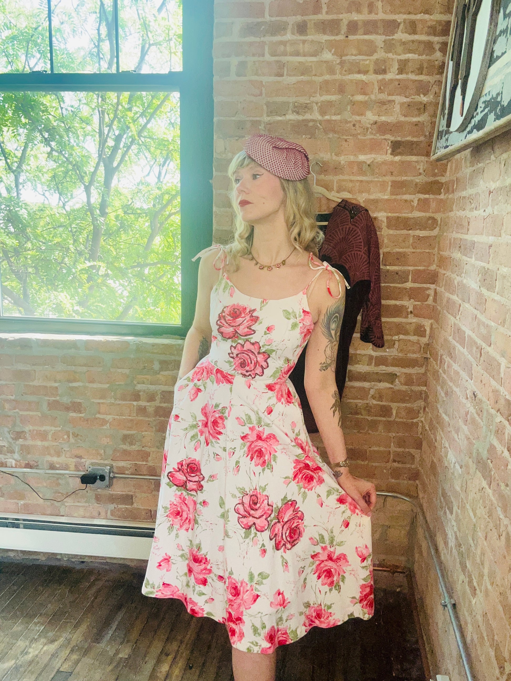 1950s Bold Rose Sun Dress - Xsmall 