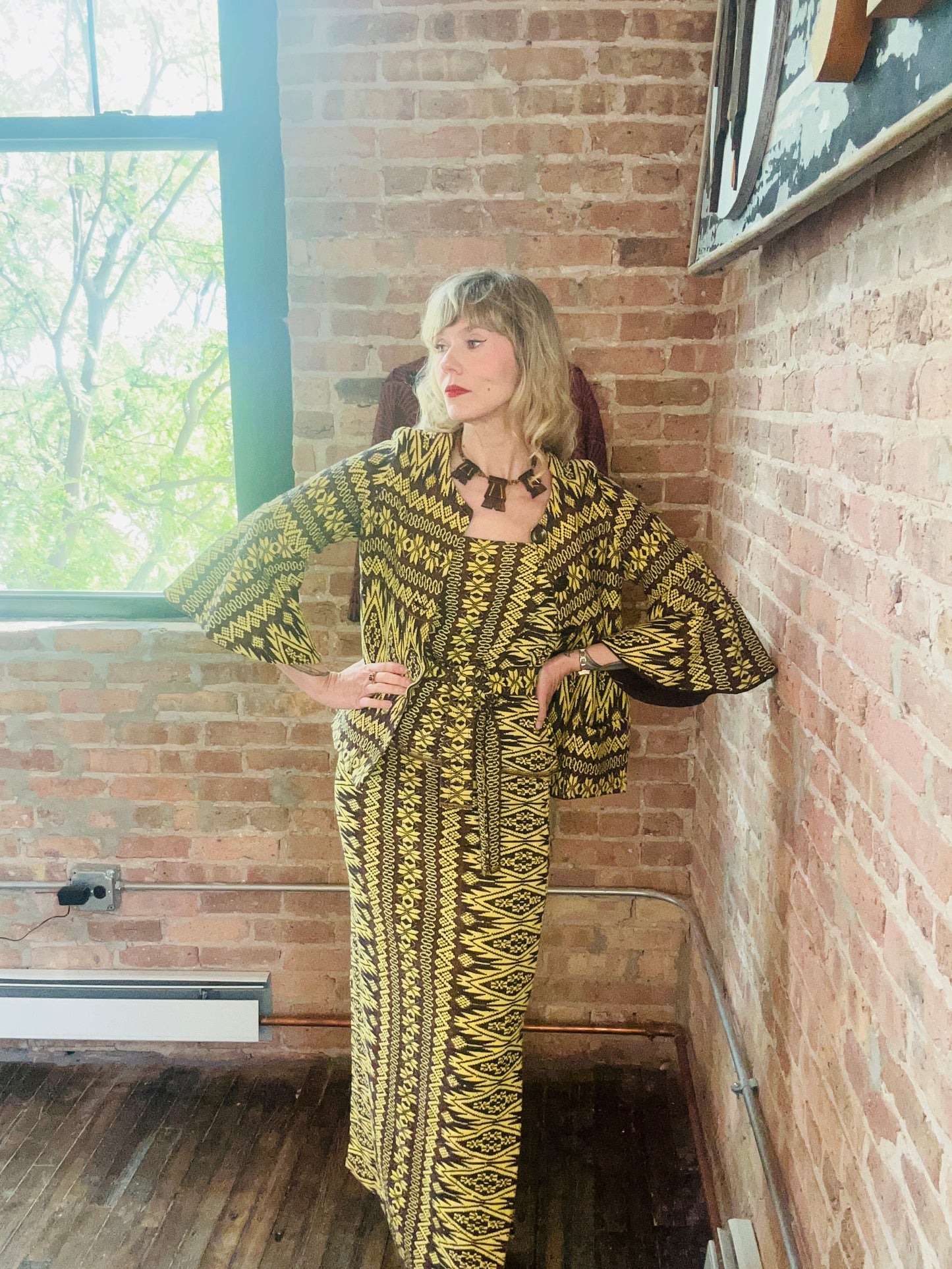 1970s 3pc Guatemalan Embroidered Top + Skirt + Jacket with belt - M/L