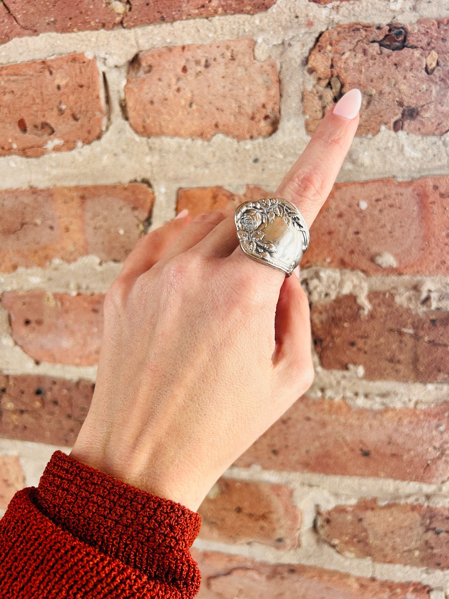 Classic 1990s Sterling Silver Spoon Ring - 8.25