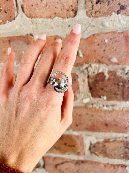 1990s Thai Sterling Silver Ring with Spinning Feature - 8