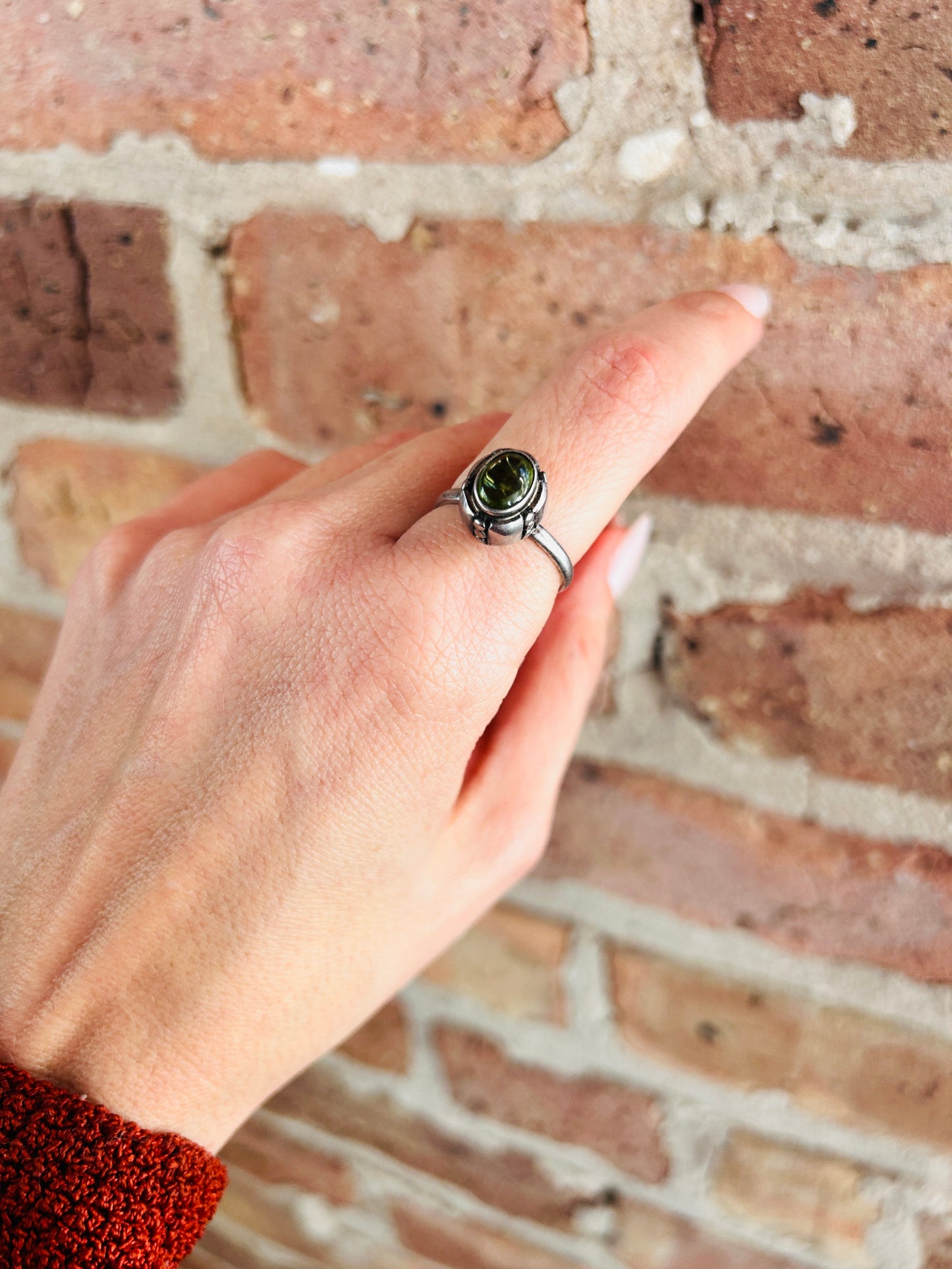 1990s Moon Stone Sterling Silver Ring - 8