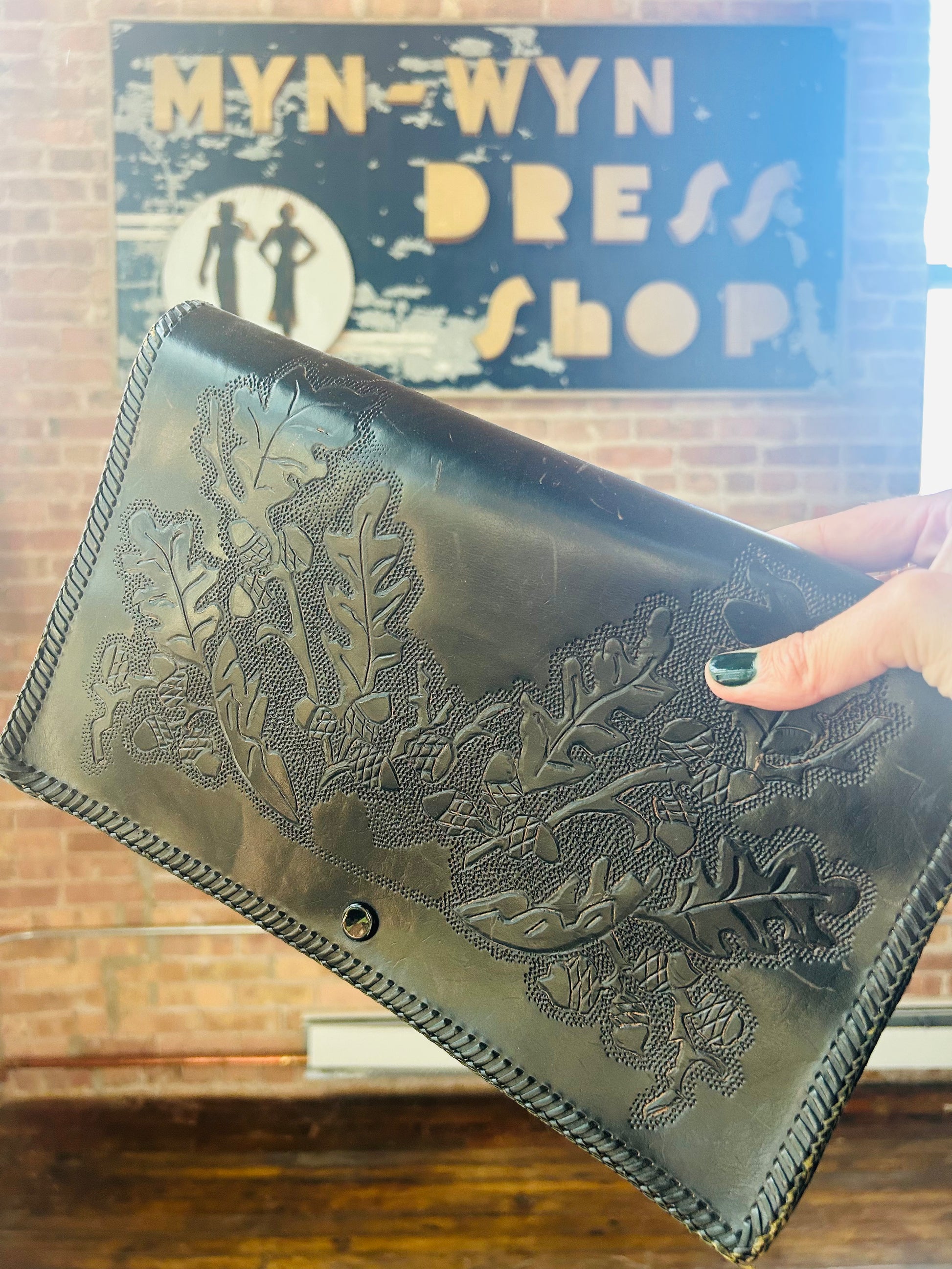 1940s Leather Tooled Clutch
