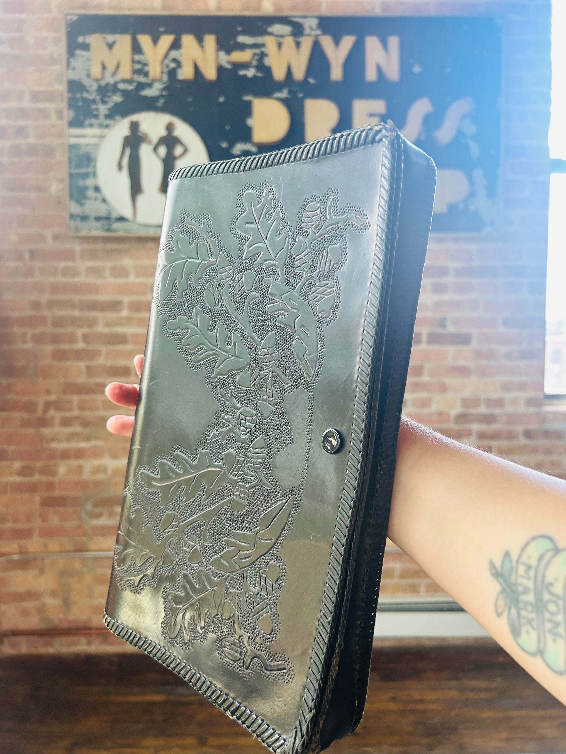 1940s Leather Tooled Clutch