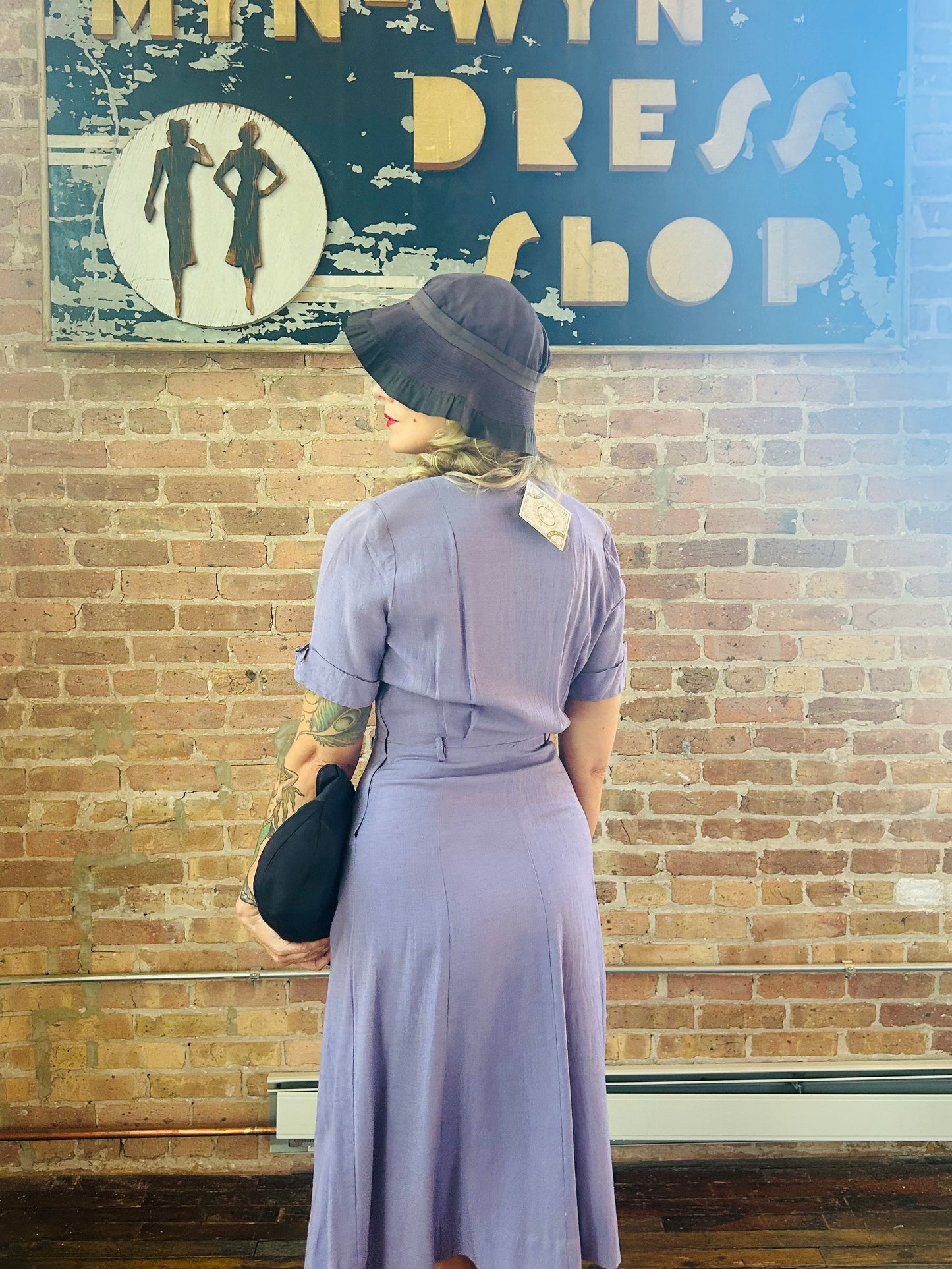 1930s Navy Rayon Summer Cloche Hat