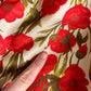 1950s Silk Poppy Dress & Cashmere Cardigan - Medium