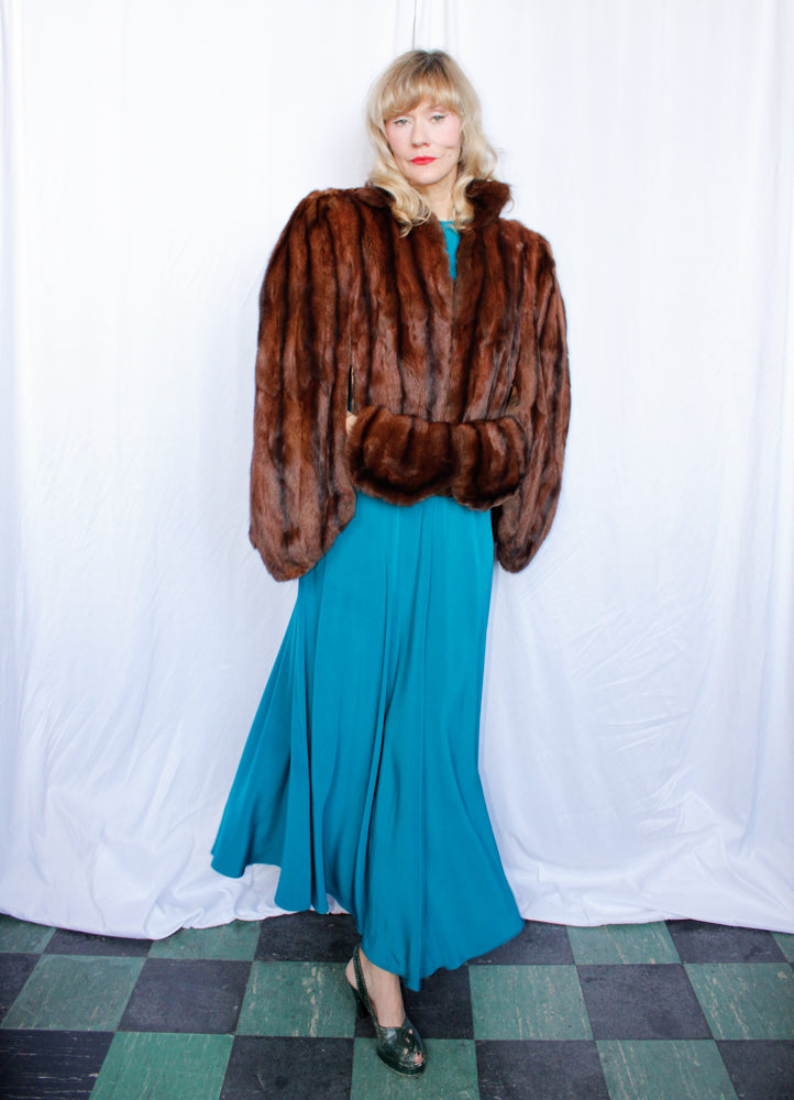 1940s Marmot Fur Cape with Muff - o/s