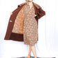 1920s Cocoon Wool Brown Deco Coat with Fur Collar & Cuffs - S/M