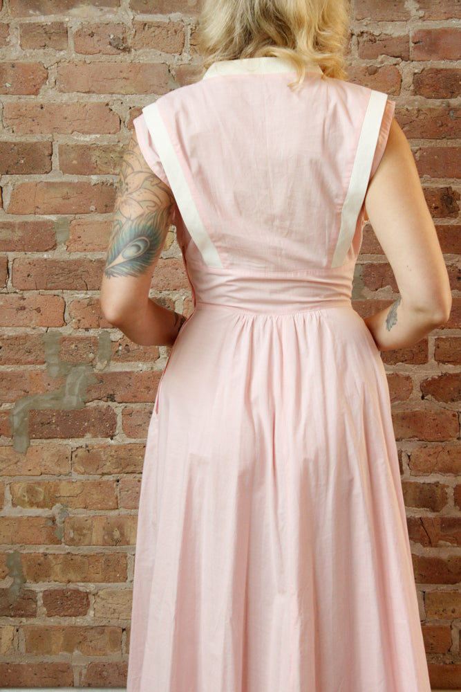 1950s Pink Pretty Bow Dress - S/M