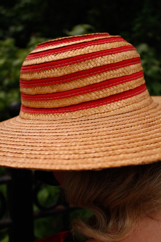 1940s Summer Woven Cartwheel Hat