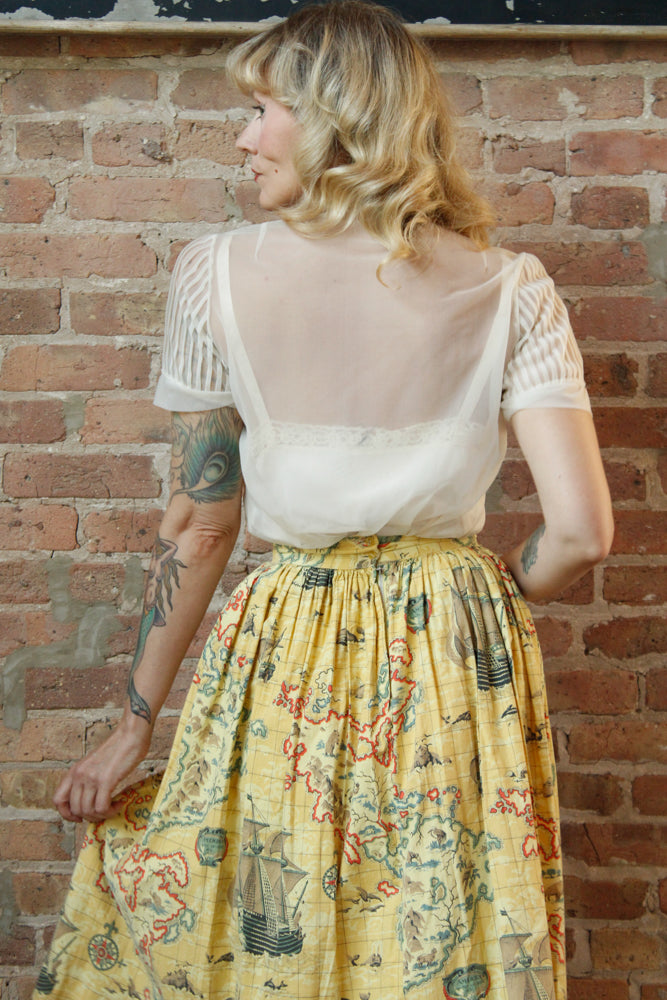 1950s Travel the World Map Skirt - Xsmall