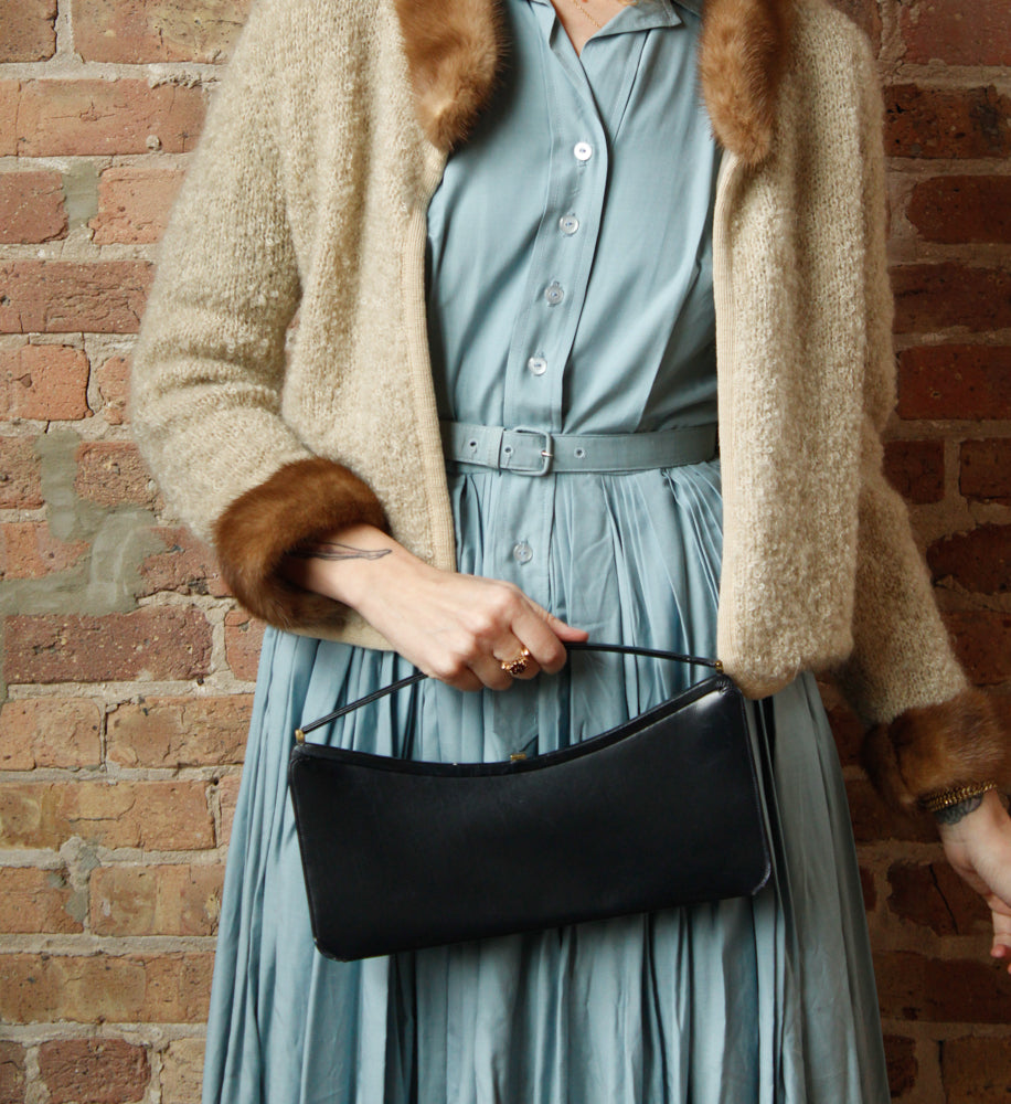 1950s Joseph Navy Leather Bag