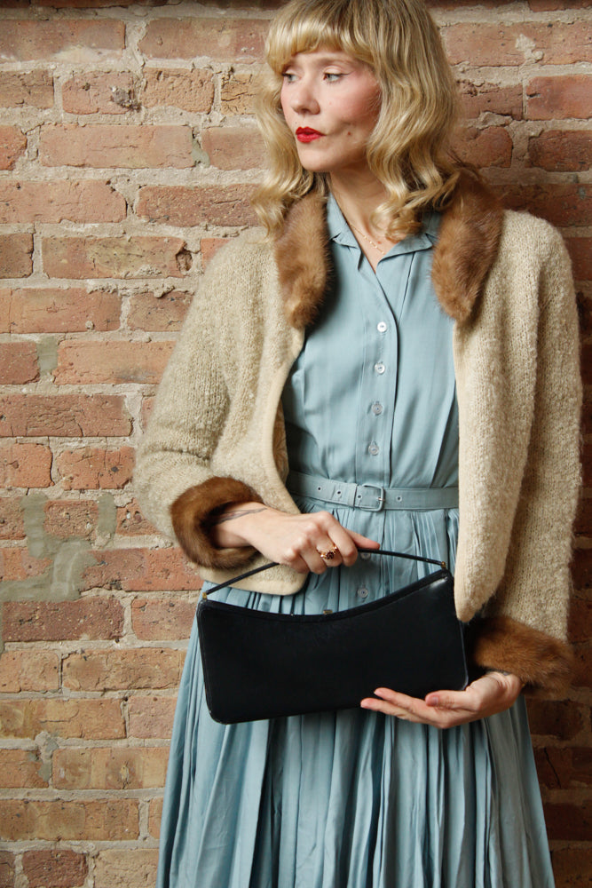 1950s Joseph Navy Leather Bag