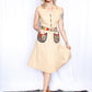 1953 "Straw Circuit" Vicky Vaughn Basket Weave with Posies Cotton Dress - Small