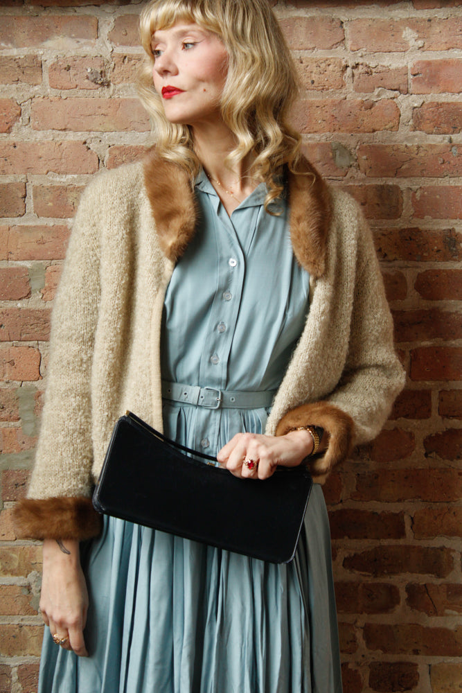 1950s Joseph Navy Leather Bag