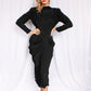 1940s Blade Runner Black Rayon Dress - Medium