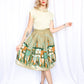 1950s European Village Scenic Border Print Skirt - 26 waist