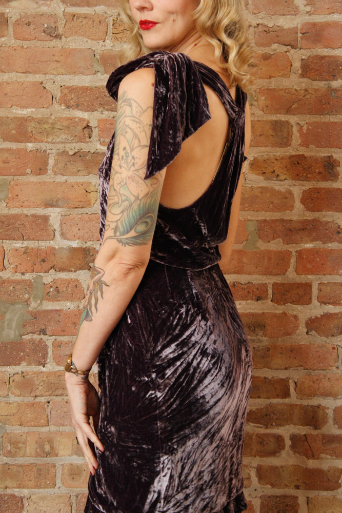 1990s Purple Label Ralph Lauren Velvet Dress - Small