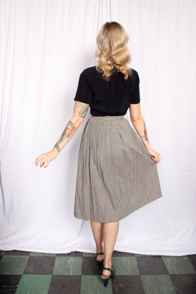 1940s Collegiate Pleated Plaid Skirt - Xsmall