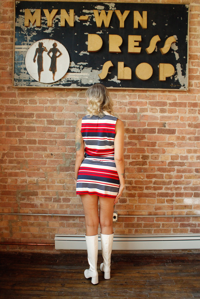 1960s Striped Mod Shirt & Shorts Set - Small