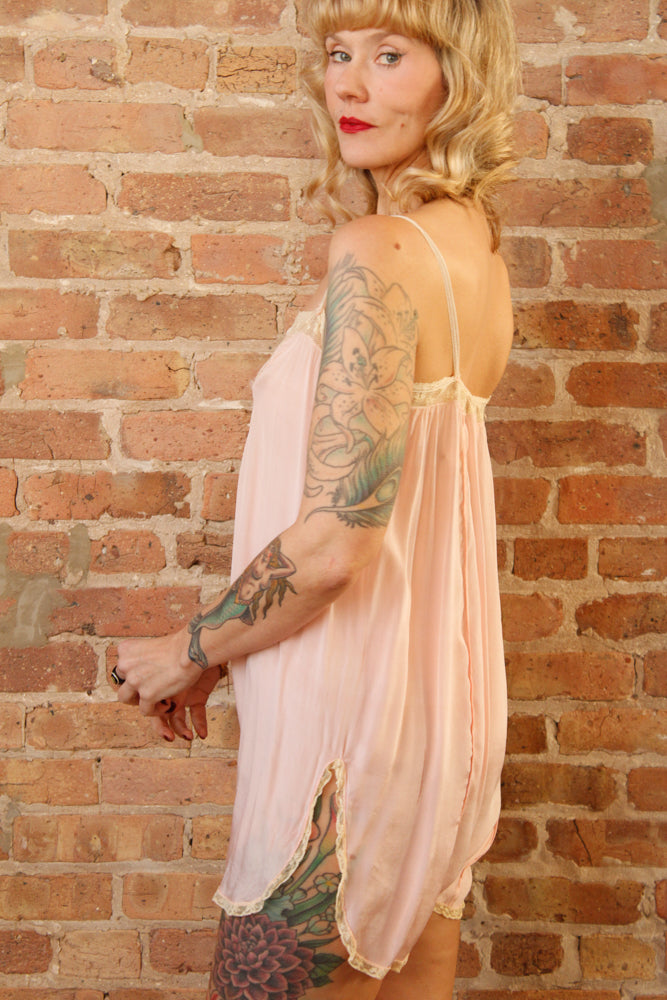 1920s Silk Pink Step In - Medium 