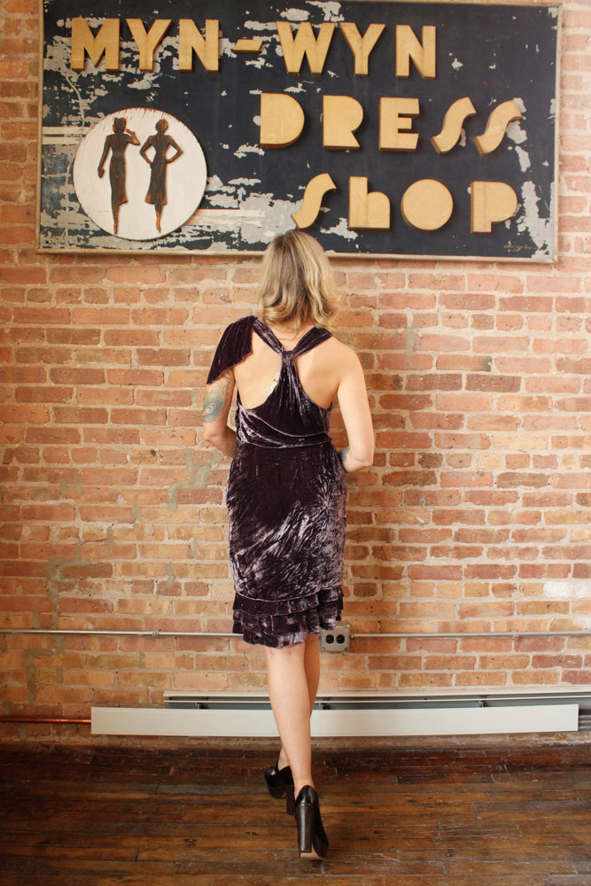 1990s Purple Label Ralph Lauren Velvet Dress - Small