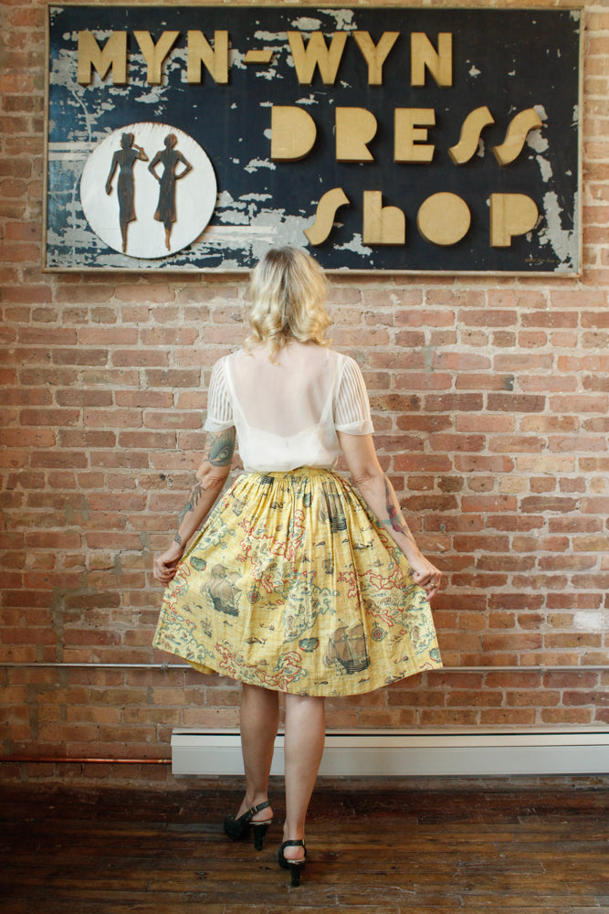 1950s Travel the World Map Skirt - Xsmall