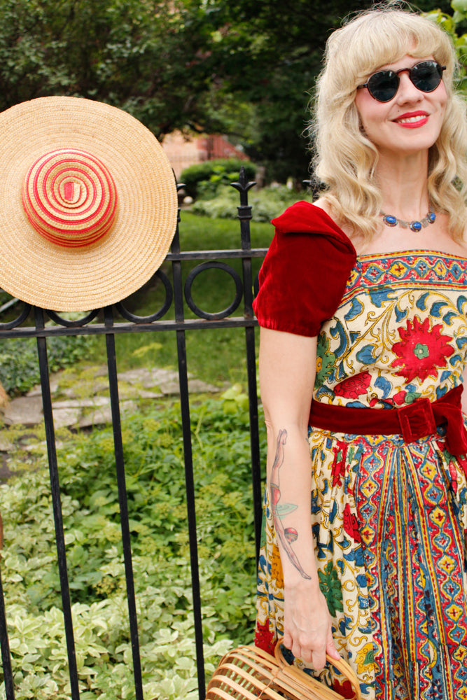 1940s Summer Woven Cartwheel Hat